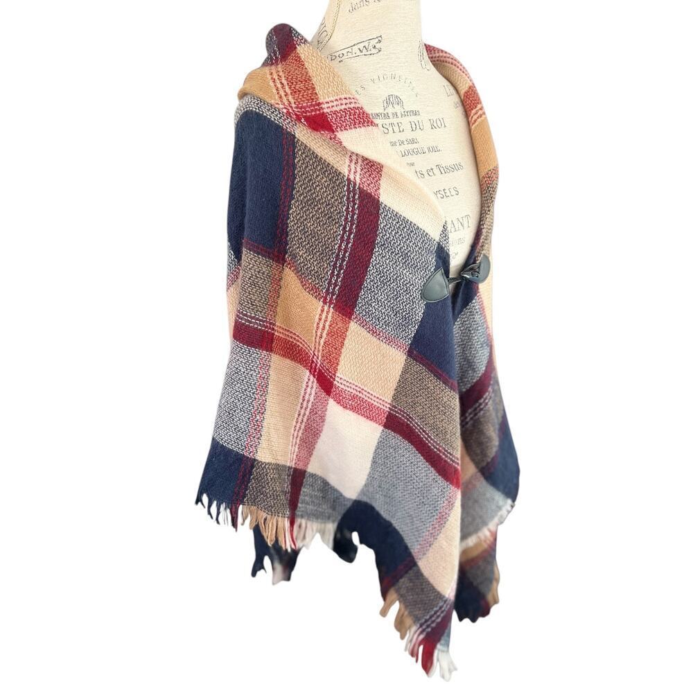 Altare plaid, fringed poncho shawl. One size, multicolor, like new condition - Picture 2 of 9